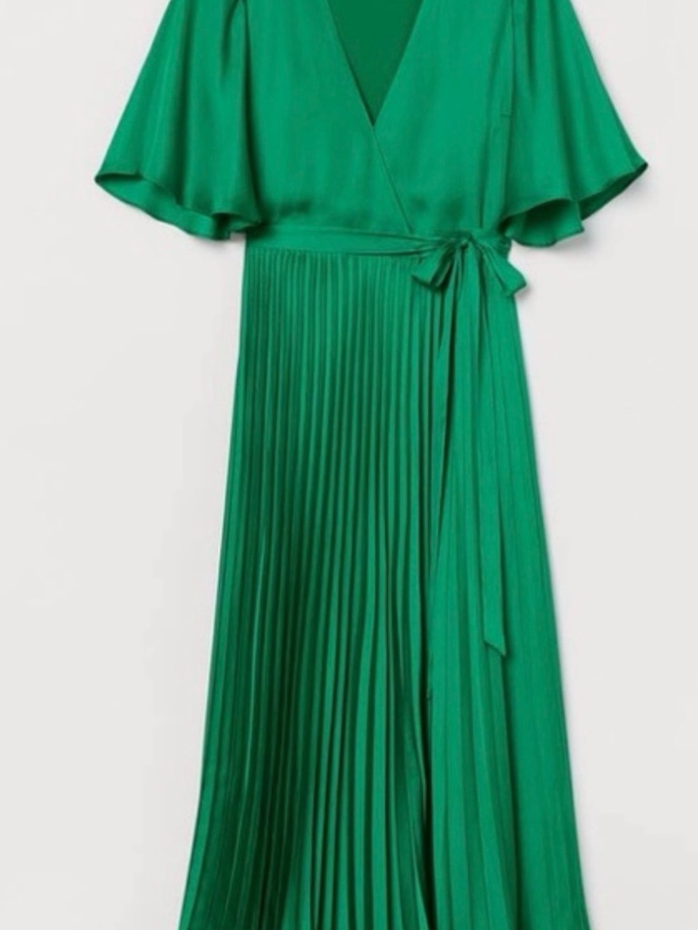 H&M Emerald Green Pleated Wrap Maxi Dress - Size M